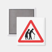 VOORZICHTIGHEID Ouderen - verkeersborden in het Ve Magneet (Voorkant / Achterkant)