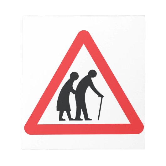 VOORZICHTIGHEID Ouderen - verkeersborden in het Ve Notitieblok (Voorkant)