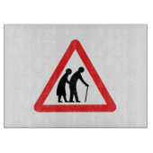 VOORZICHTIGHEID Ouderen - verkeersborden in het Ve Snijplank (Voorkant)