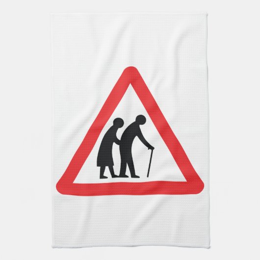 VOORZICHTIGHEID Ouderen - verkeersborden in het Ve Theedoek (Verticaal)