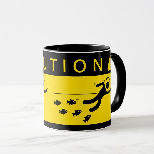 Voorzichtigheid: Piranhas in Water Mok (Voorkant rechts)