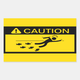 Voorzichtigheid: Piranhas in Water Rechthoekige Sticker