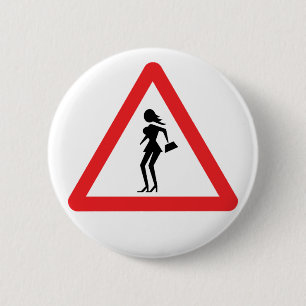 Voorzichtigheid Prostitute (Attenzione Prostitute) Ronde Button 5,7 Cm