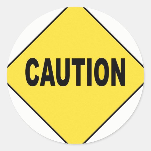 voorzichtigheid ronde sticker (Voorkant)