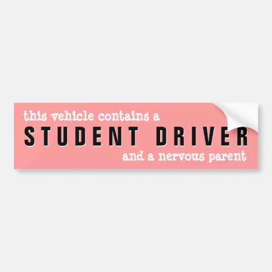 Voorzichtigheid Student driver Zenuwouderticker Bumpersticker (Voorkant)