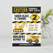 Voorzichtigheid terrible Two's Invitation Kaart (Staand voorkant)