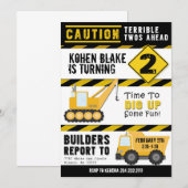 Voorzichtigheid terrible Two's Invitation Kaart (Voorkant / Achterkant)