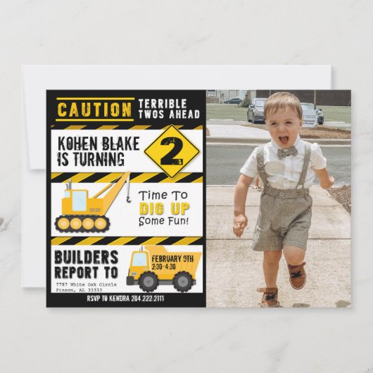 Voorzichtigheid Verschrikkelijk Twee Uitnodiging m (Voorkant)