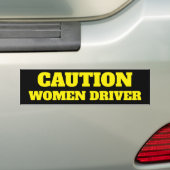 VOORZICHTIGHEID, VROUWENBESTUURDER BUMPERSTICKER (Op auto)