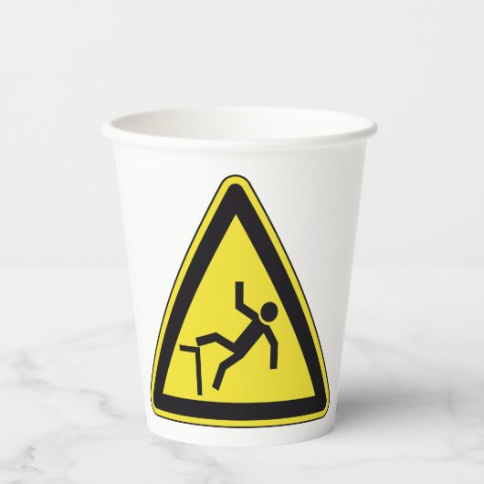 Voorzichtigheidsgreep voetgangersbord papieren bekers (Voorkant)