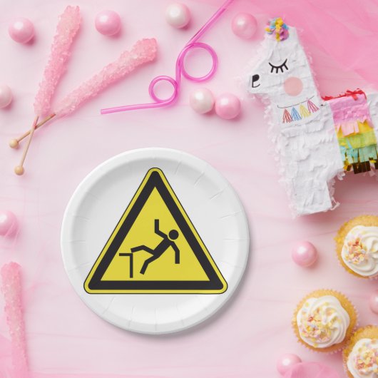 Voorzichtigheidsgreep voetgangersbord papieren bordje (Feest)