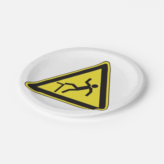 Voorzichtigheidsgreep voetgangersbord papieren bordje (Gekanteld)