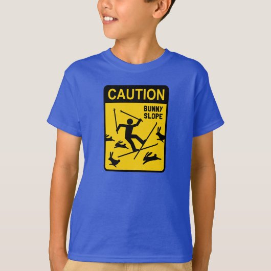 VOORZIENING: Bunny Slope - Funny Ski Warning Sign T-shirt (Voorkant)