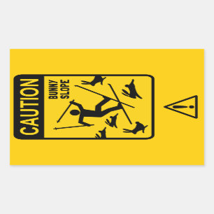 VOORZIENING: Bunny Slope - Humoureus Ski Warning S Rechthoekige Sticker