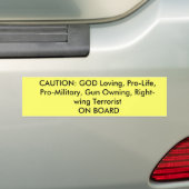 VOORZIENING: GOD Loving, Pro-Life, Pro-Militair, G Bumpersticker (Op auto)