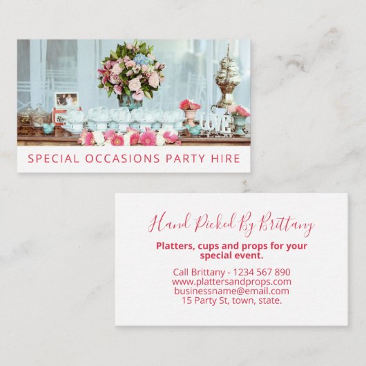 Voorzieningsevenement speciale partij visitekaartje (Voorkant / Achterkant)