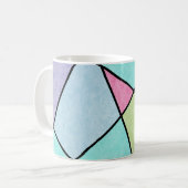Voorzijde Abstract Geometric Blue Roze lila Koffiemok (Voorkant links)