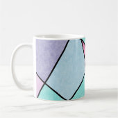 Voorzijde Abstract Geometric Blue Roze lila Koffiemok (Links)
