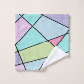 Voorzijde Abstracte geometrische roze roze blauwe Bad Handdoek (Wasdoekje)