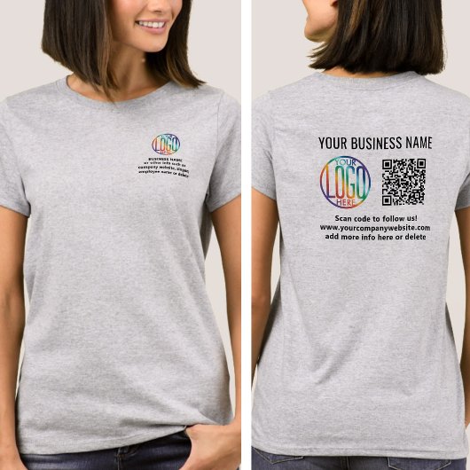 Voorzijde Achterkant Gedrukt Business QR Code & Co T-shirt