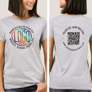 Voorzijde Achterzijde Custom Printed Business QR C T-shirt