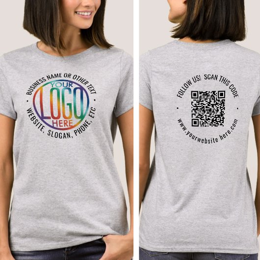 Voorzijde Achterzijde Custom Printed Business QR C T-shirt