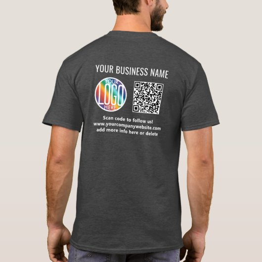 Voorzijde Back Custom Gedrukte QR Code & Logo Busi T-shirt (Achterkant)