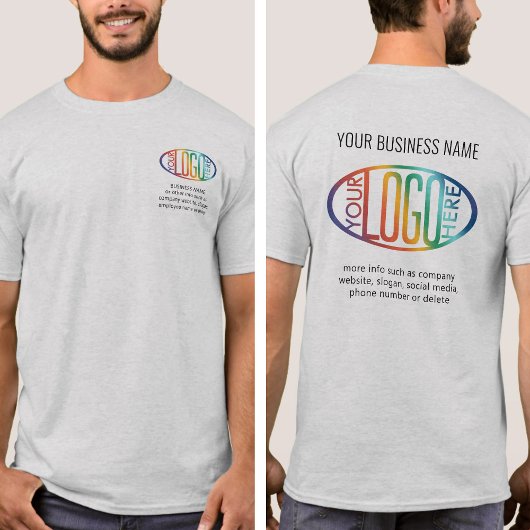 Voorzijde Back Custom Printed Business Logo Compan T-shirt