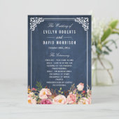 (Voorzijde) Bloemen Chalkboard DIY Huwelijksprogra Programmakaart (Staand voorkant)