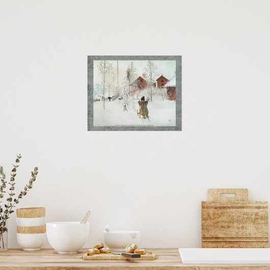 Voorzijde en washuis Carl Larsson 20x16 Poster (Keuken)