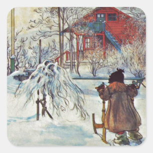 Voorzijde en washuis vierkante sticker