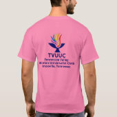Voorzijde: Regenboogvlag/Justitie. Achterzijde: TV T-shirt (Achterkant)