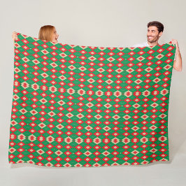 Voorzijde toont een levendig geometrisch patroon fleece deken