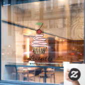 Voorzijde van cupcake-bakkerswinkel personaliseren raamsticker (Cafe Raam)