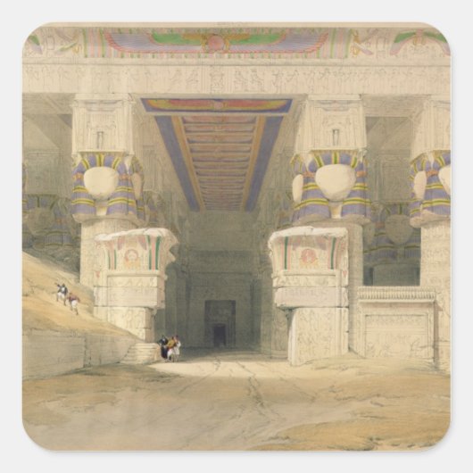 Voorzijde van de tempel Hathor Vierkante Sticker (Voorkant)