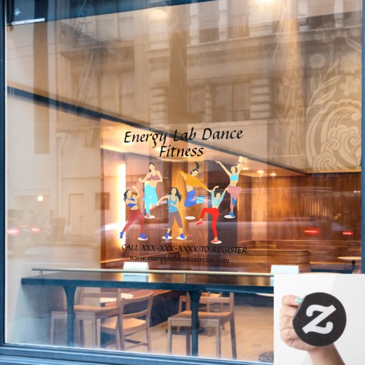 Voorzijde van klasse Dance-oefening aanpassen Raamsticker (Cafe Raam)