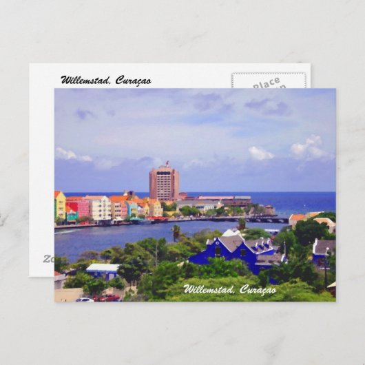 Voorzijde van Willemstad Curacao op Briefkaart (Voorkant / Achterkant)