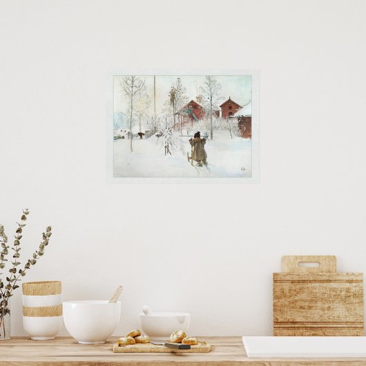 Voorzijde van Yard en Wash House Carl Larsson Poster (Keuken)