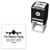 Voorzijde vliegtuig familienaam retouradres  zelfinktende stempel (In situ)