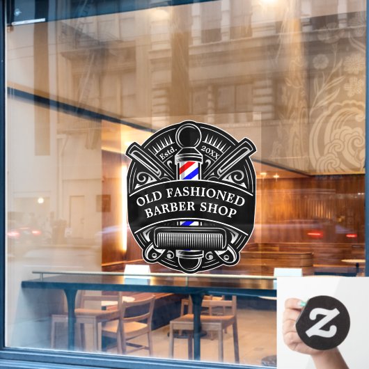 Voorzijde  winkelhendel aanpassen raamsticker (Cafe Raam)