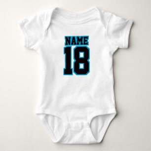 Voorzijde WIT ZWART BLAUW One Piece Football Jerse Romper