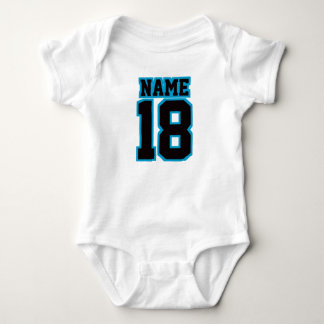 Voorzijde WIT ZWART BLAUW One Piece Football Jerse Romper