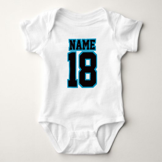 Voorzijde WIT ZWART BLAUW One Piece Football Jerse Romper (Voorkant)