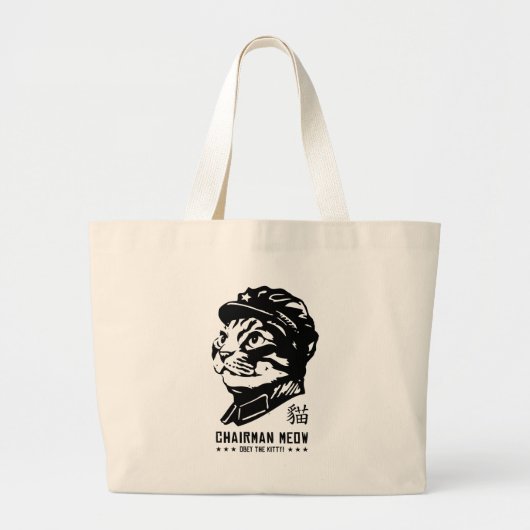 Voorzitter Meow - Cat Propaganda Bag Grote Tote Bag (Voorkant)