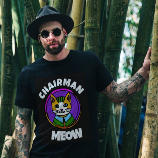 VOORZITTER MEOW Cat T-shirts in het zwart voor man