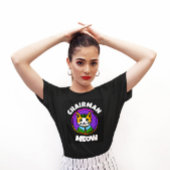 VOORZITTER MEOW grappige T-shirts met kat in zwart