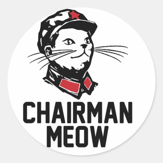 Voorzitter Meow (MAO) Design Ronde Sticker (Voorkant)