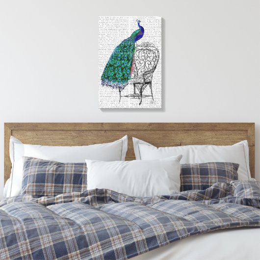 Voorzitter Peacock Canvas Afdruk (Insitu (Slaapkamer))