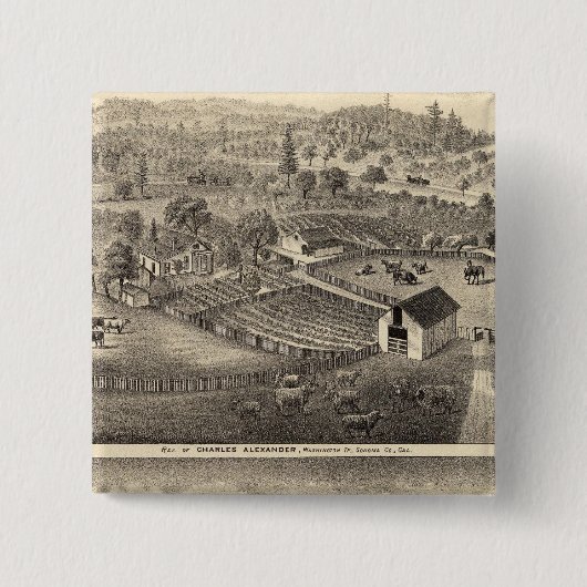 Voorzitter van Charles Alexander Vierkante Button 5,1 Cm (Voorkant)