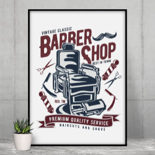 voorzitter van de Barbershop Logo Poster